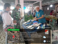 Koramil 1420-01/Panca Lautang Pantau Harga Sembako di Pasar Sentral Bilokka