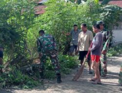 Sambut HUT RI ke-80, Plt. Danramil 1420-01/Panca Lautang dan Warga Desa Lise Gotong Royong Bersihkan Lingkungan