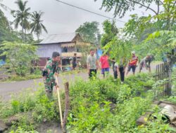 Koramil 1420-02/Tellu Limpoe dan Warga Pajalele Gelar Karya Bakti Bersihkan Lingkungan