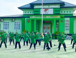 Persit Kartika Chandra Kirana Cabang XLIV Dim 1420/Sidrap Gelar Olahraga Bersama Jaga Kebugaran Anggota