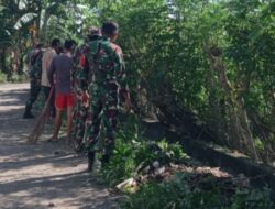 Koramil 01/Panca Lautang dan Warga Laksanakan Kerja Bakti Pembersihan Saluran Air di Desa Wanio Wattang