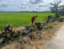 ​SinPergi TNI dan Warga, Babinsa Salobukkang Pimpin Karya Bakti Bersihkan Saluran Irigasi