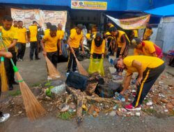 Selaras Progran Bupati Sidrap, Polres Sidrap Gelar Aksi Bersih Bersih Lingkungan Pasar Pangkajene