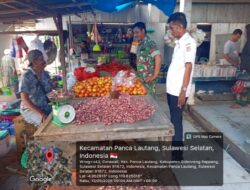 Pantau Ketersediaan dan Harga Sembako, Serda Kasman dan Koptu Parondongan Cek Pasar Sentral Bilokka